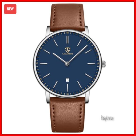 Minimalist Analog Date Watch with Leather Strap, Quartz Movement, Waterproof main image 6